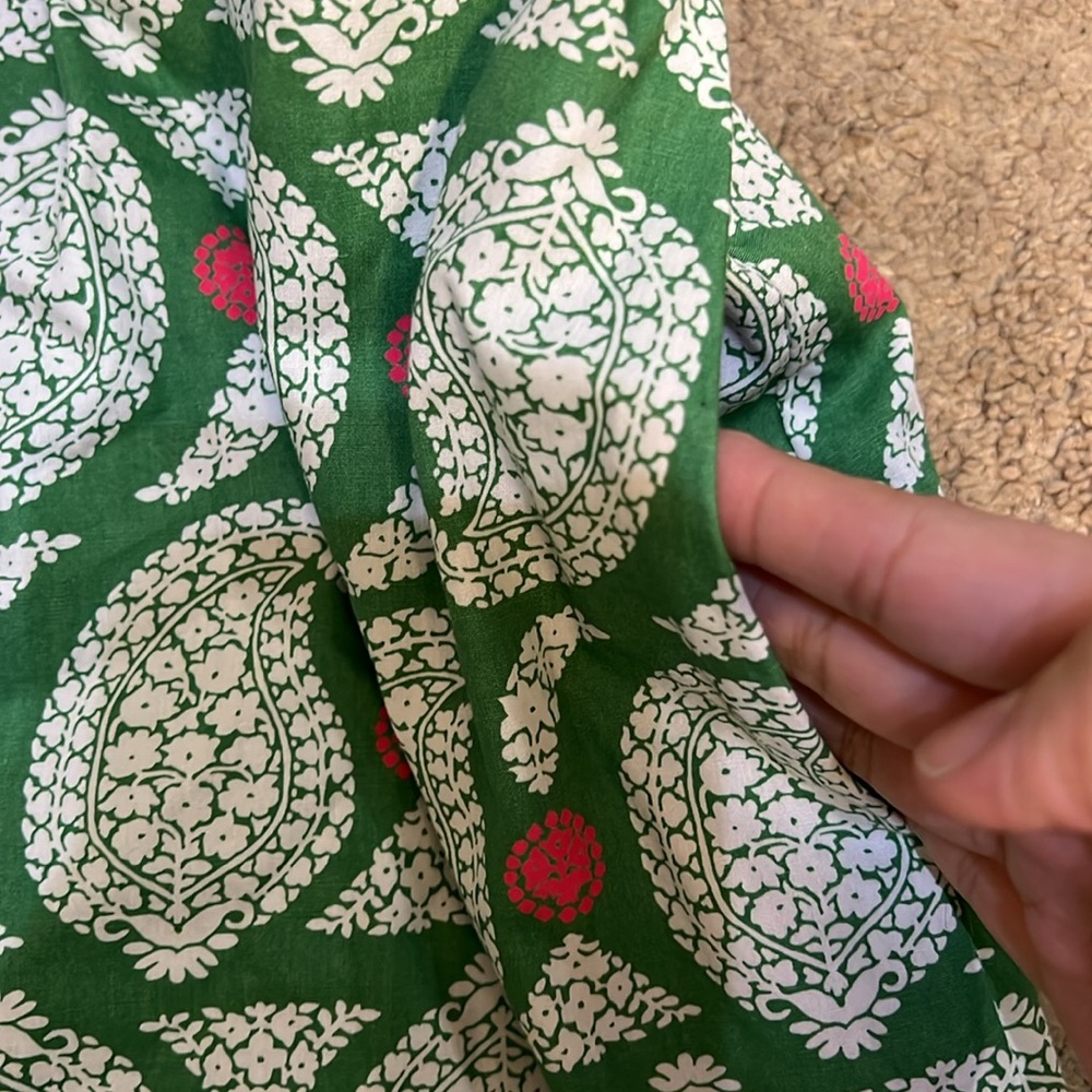 Boden Green Pink White Paisley Cotton Skirt Size 6R - Picture 5 of 8